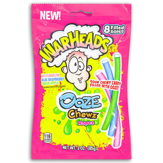 Warheads Ooze Chewz Ropes Watermelon Blue Raspberry Green Apple 85g